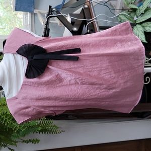 Ann Taylor preloved rose polyester blouse... detailed with sheer blk rosette bow